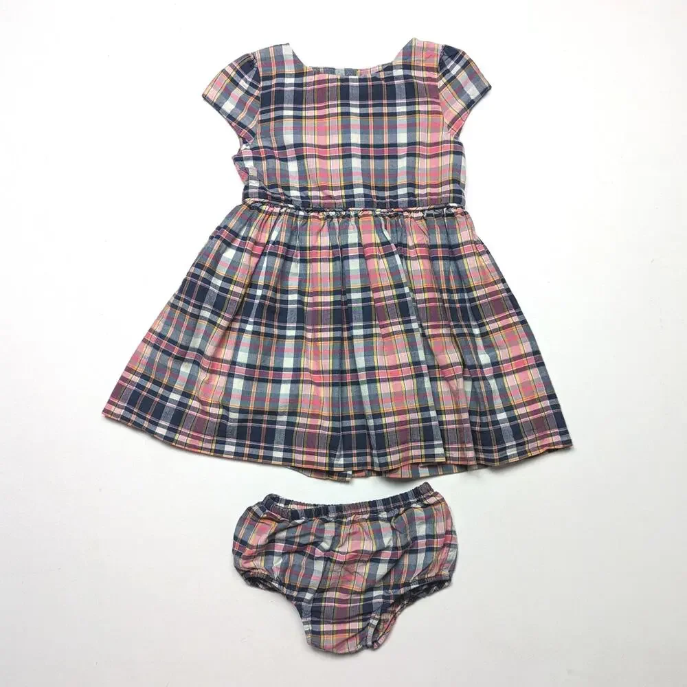 Ralph Lauren Dress Girls Size 18m Blue Plaid Casual